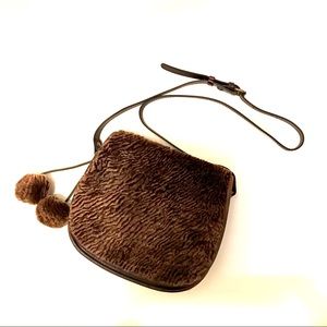 PATRICIA NASH Soft Genuine Sherpa Leather Brown Crossbody/Shoulder Saddle Bag